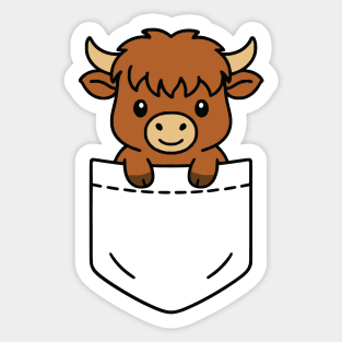 Cute Highland Cow Pocket Pal Funny Baby Highland Cow Farm Sticker